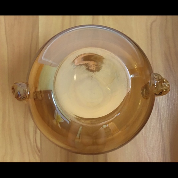 Amber Iridescent Glass Bulb Vase 6in - Picture 7 of 12